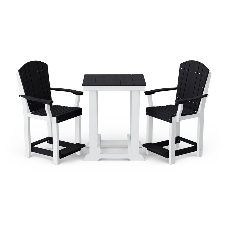 Heritage 3-Piece Patio Set, Black/White