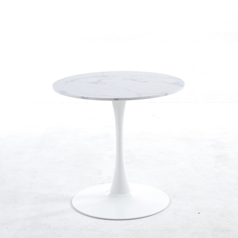 Table de cuisine avec plateau en marbre blanc et pieds en métal - Stable, facile à assembler, nettoyage facile