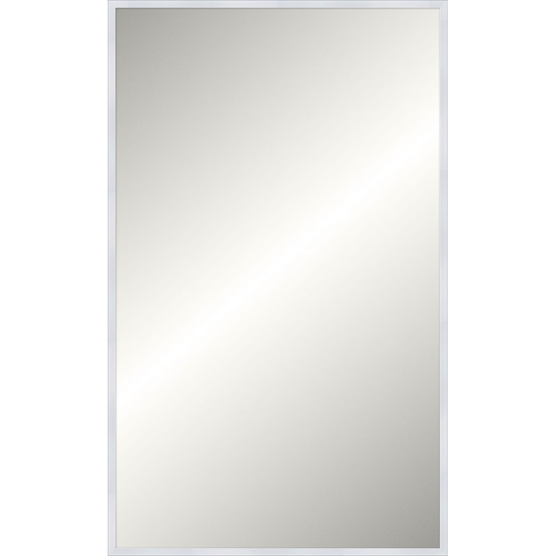Davenport Solid Wood Framed Mirror, 49.75" x 37.75", Bright Silver, Rectangle