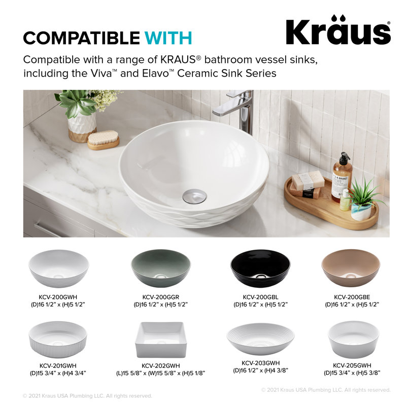Extended Thread Pop-Up Bathroom Sink Drain, Chrome
