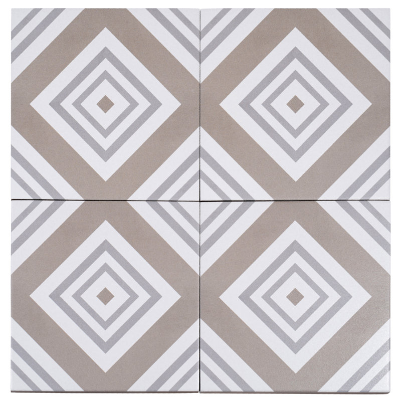 Bliss 8-in. Encaustic Spanish/Moroccan Patterned Matte Porcelain Wall and Floor Tile, Monaco