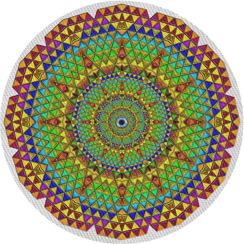 Jaune Tapis décoratif géométrique Safford, Rond 6 pi
