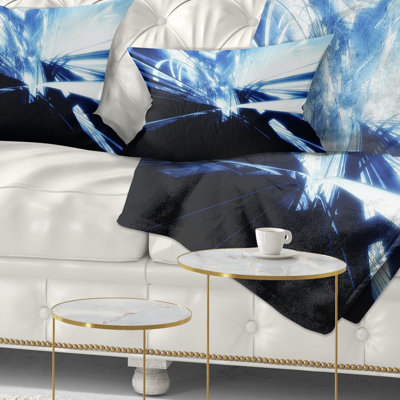 Art abstrait 3D bleu noir - coussin imprimé abstrait