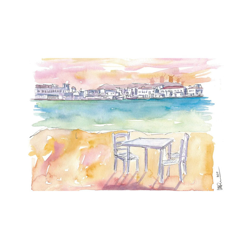 Relaxing On Splendid Island Of Mykonos Greece by Markus & Martina Bleichner - Wrapped Canvas Gallery-Wrapped Canvas Giclée