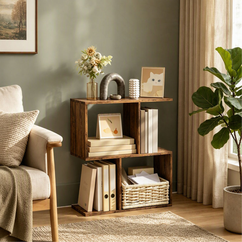 Side Table – S-Shaped – 3-Tier – Narrow – with Storage Shelves – Modern