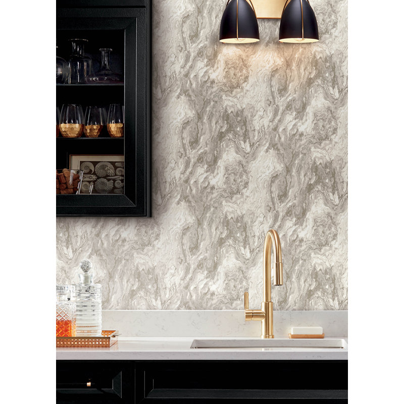 Papier peint étoile en marbre gris anthracite, Beige