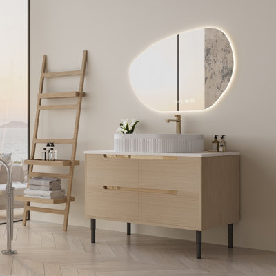 Meuble-lavabo 36 po, autoportant ou mural avec lavabo intégré en céramique