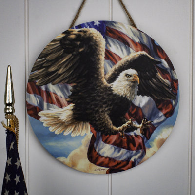 Liberty Eagle Wooden Sign with Rope Hanger