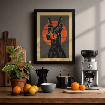 Doberman Rising Geometric - Framed Print
