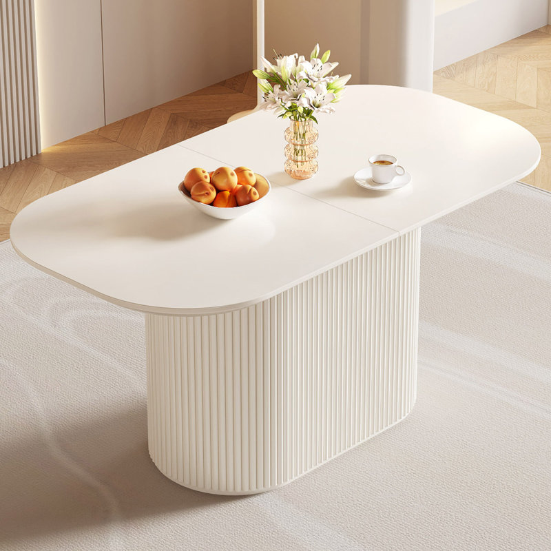 Table de salle à manger 62,99 ", H 29,64 po x L 62,99 po x l 33,46 po, Crème, crème