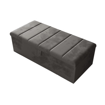 Alakay 102cm Wide Rectangle Striped Ottoman Storage Box with Hydrolic Arm