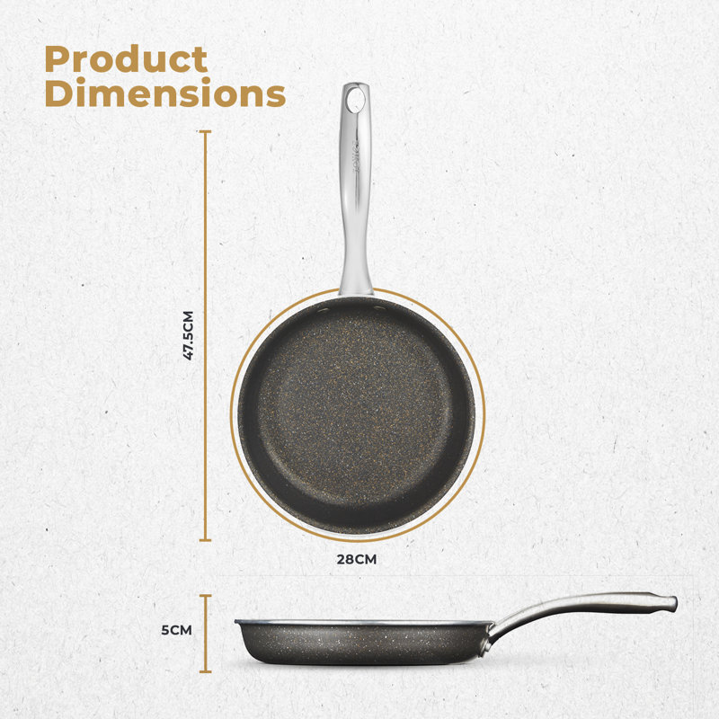 Tower Cerastone Pro Forged Aluminium 24 - 28cm Frying Pan with Non-Stick Coating, Graphite, Grey, 28cm
