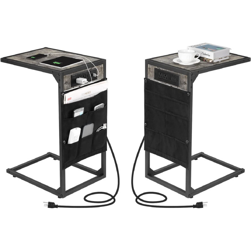 Ensemble de tables d'appoint 2 pièces, Noir, Gris