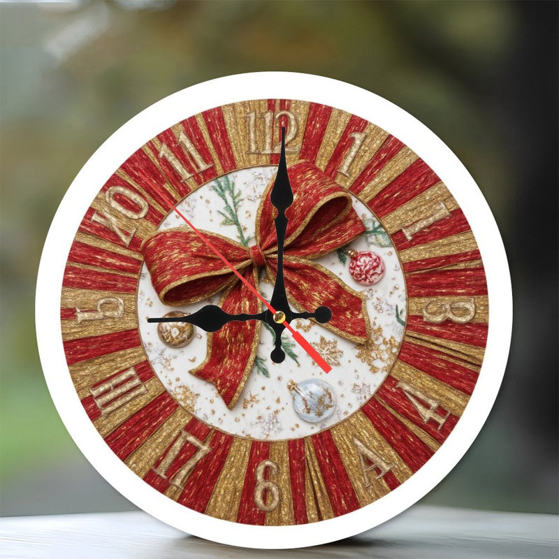 Horloge-Avec-Illuminée-Hiver-Village-Scène