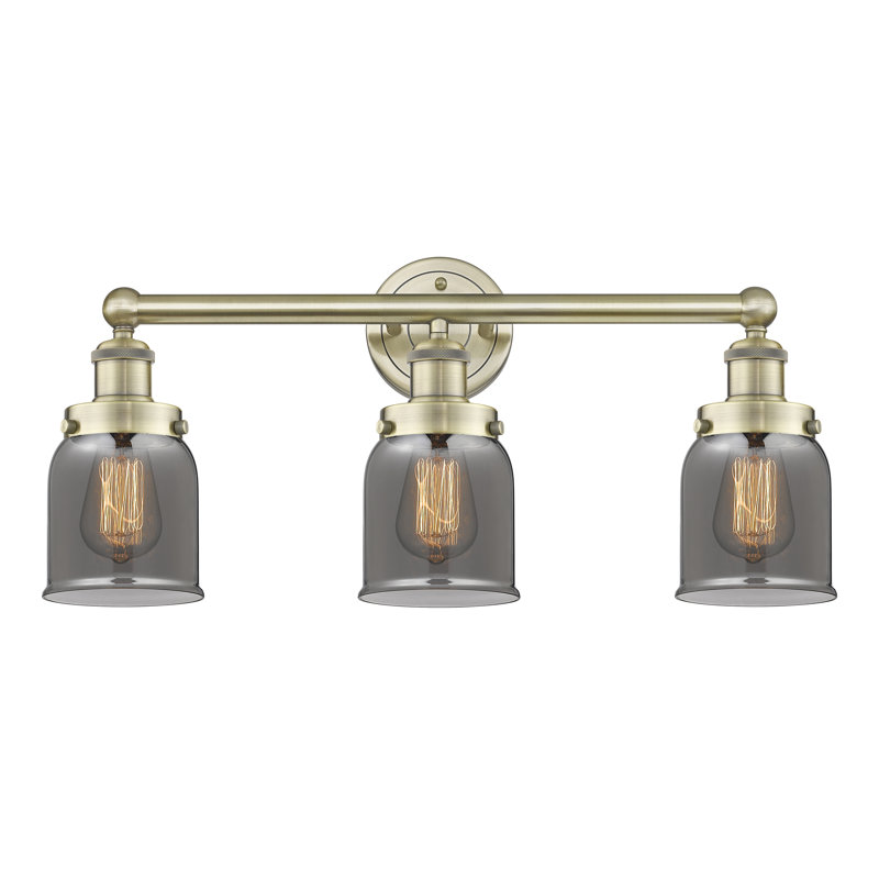 Éclairage de salle de bain à intensité variable à 3 lumières Armoni, Plaqué couleur fumée, Laiton antique