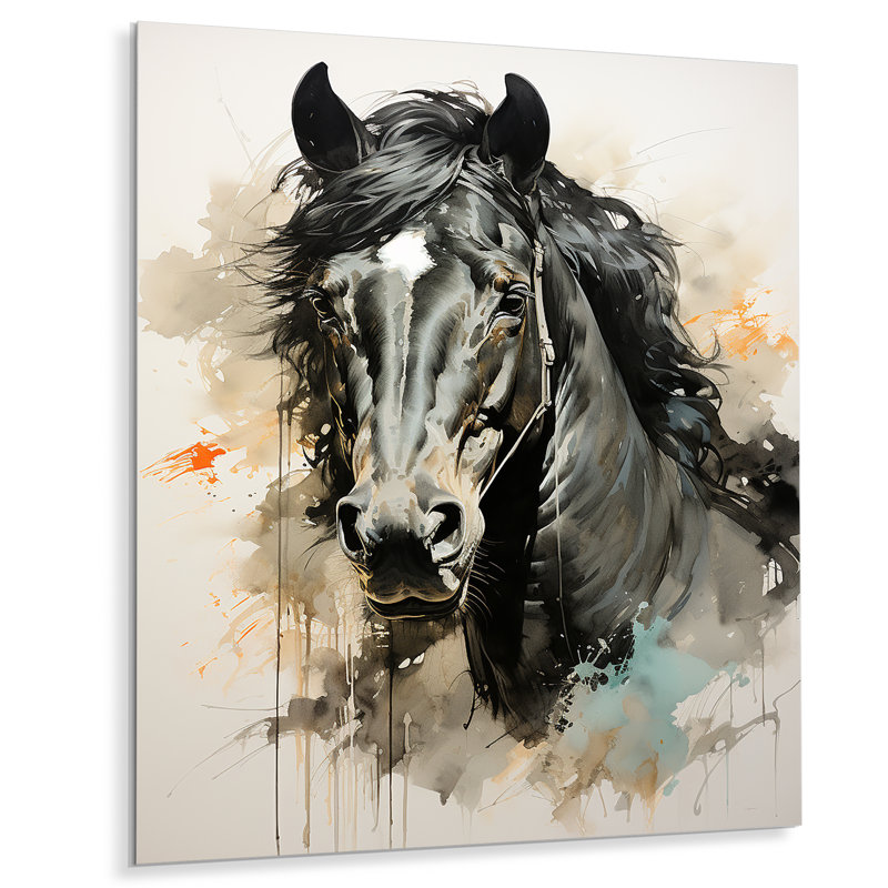 Décoration murale minimaliste cheval noir IV - cheval, H 20 po x l 12 po x P 1 po