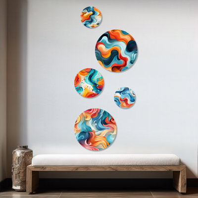 Clarie - Abstract Abstract Round Wall Art Set Of 5