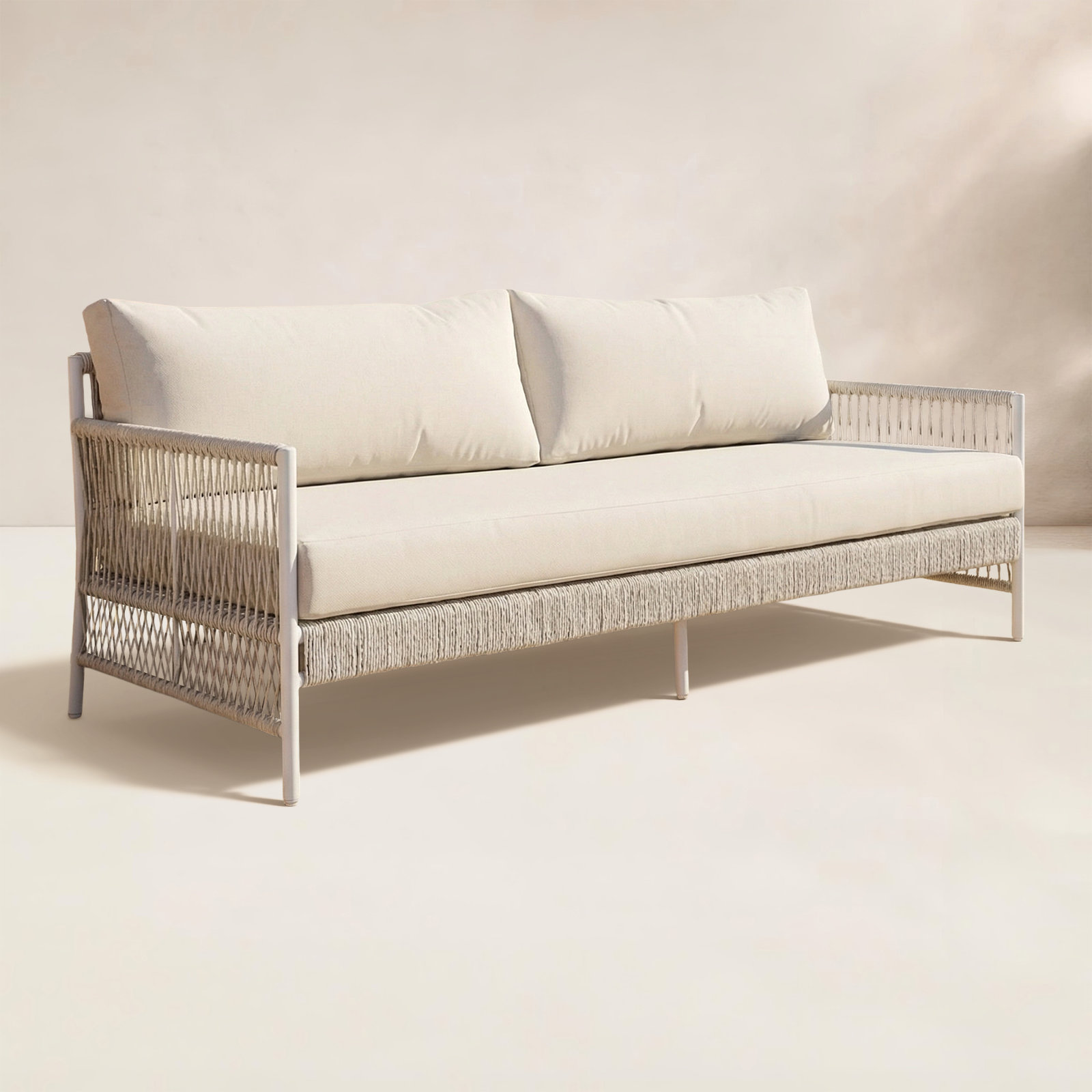 82.3" Wide Wicker 3-seater Outdoor Patio Sofa With 5.5 Inch Cushions