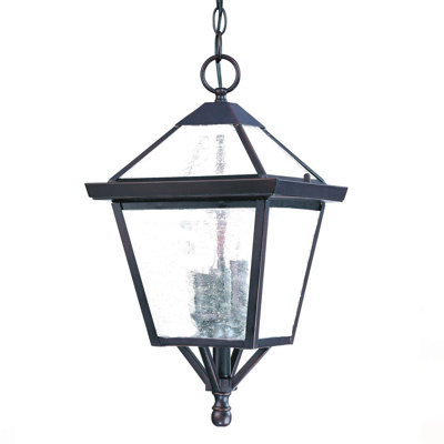 Lanterne suspendue à trois lumières en verre bronze