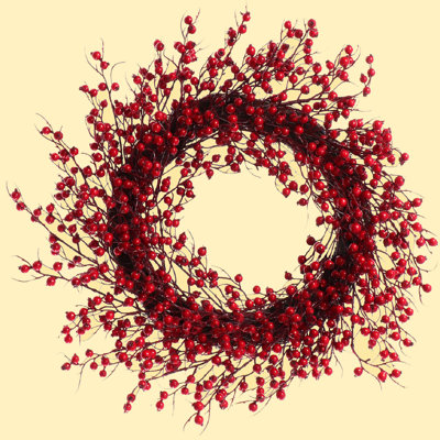 Grande couronne en soie 22 po Rosehip