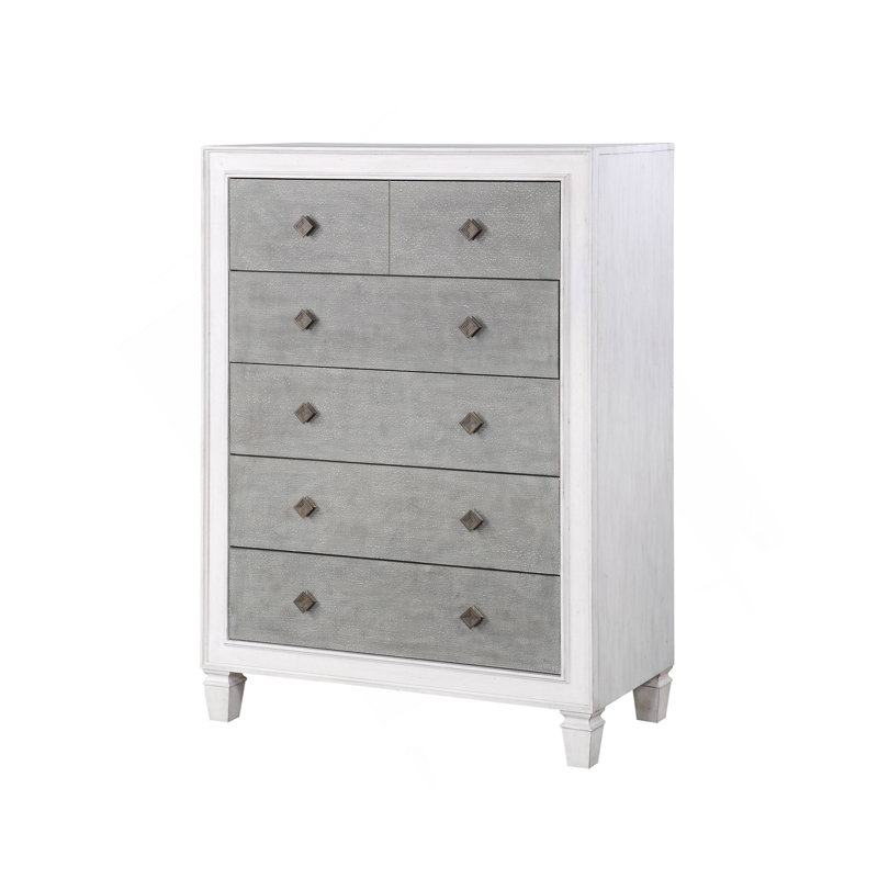 Commode Katia gris rustique et blanc vieilli