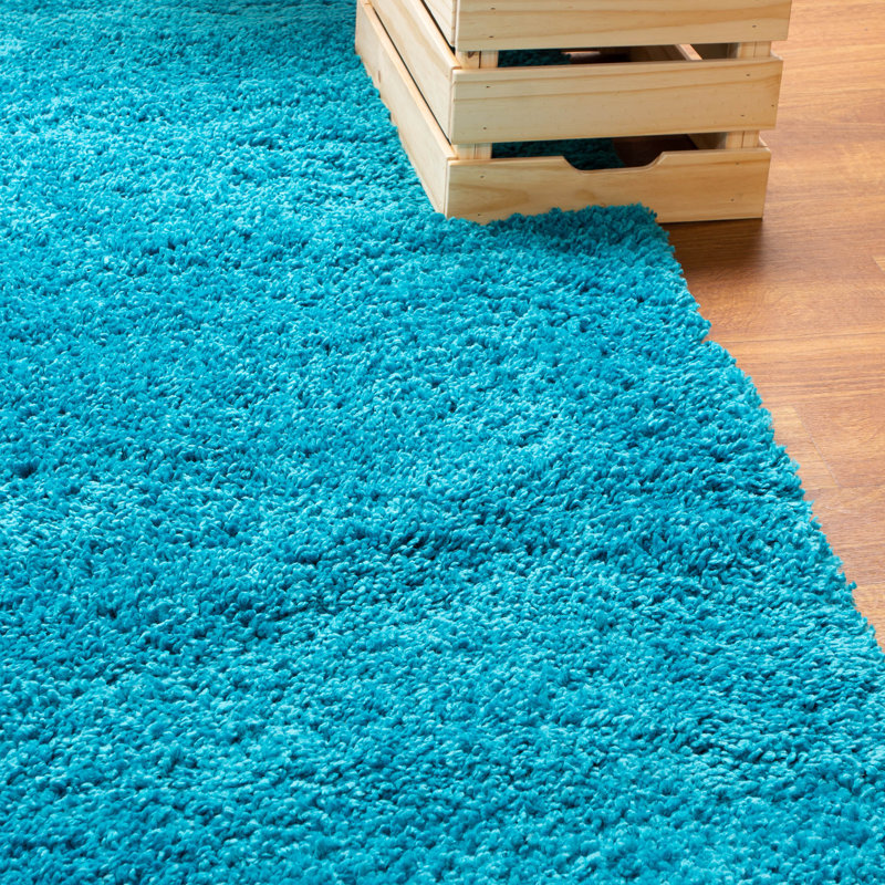Tapis turquoise tissé à la machine Deatherage, Tapis de couloir 2 pi 7 po x 8 pi