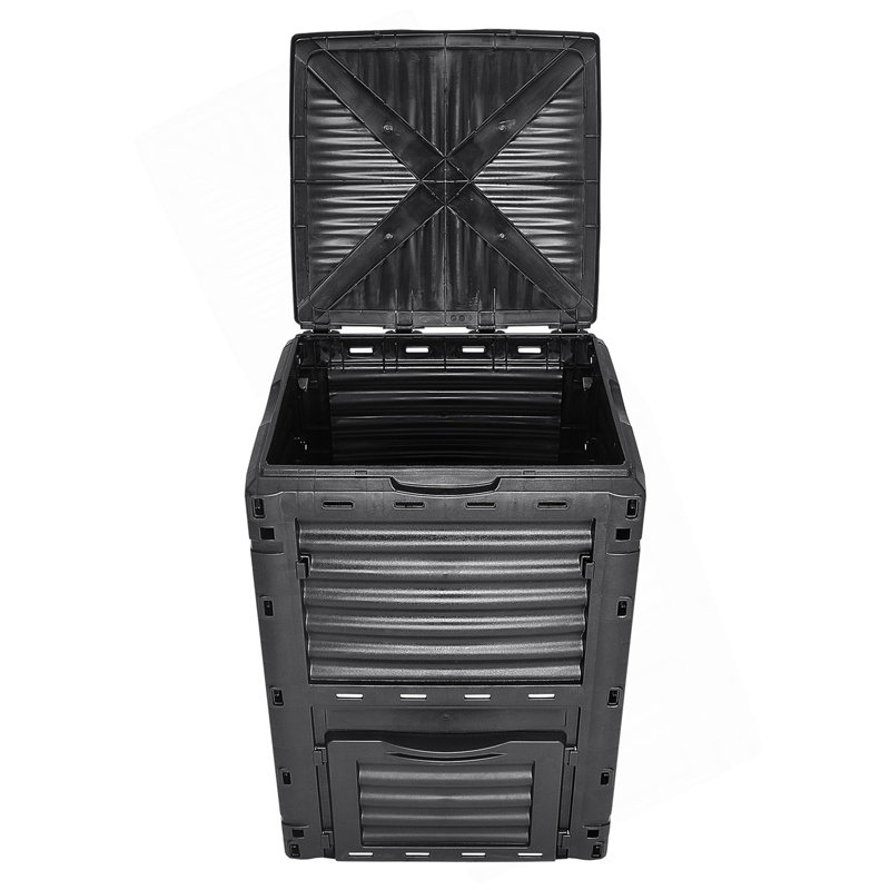 Bac à compost de jardin 80 gallons, composteur sans BPA, bac de compostage extérieur de grande capacité avec couvercle supérieur et porte inférieure, assemblage facile, légèreté, création rapide de terre