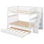 Lit superposé double au-dessus de double avec lit gigogne et escalier de rangement, cadre de lit convertible 3-en-1-1814654792