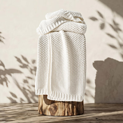 EverGrace Organic Cotton Chunky Knit Throw Blanket
