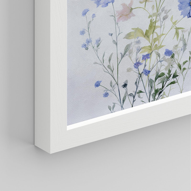 «Blue Flowers Wildflower Floral Botanical», impression sur papier 4 pièces, Blanc, H 10 po x l 8 po