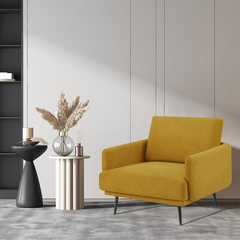 Karaka 37.5'' Wide Oversized Armchair accent chair single seat sofa for living room, Yellow Velvet
