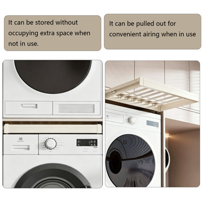 Hidden Pull Out Drying Rack, Extendable, Aluminum Alloy, Pull Out Trousers Rack,Depth 17.7In Width 26-30In