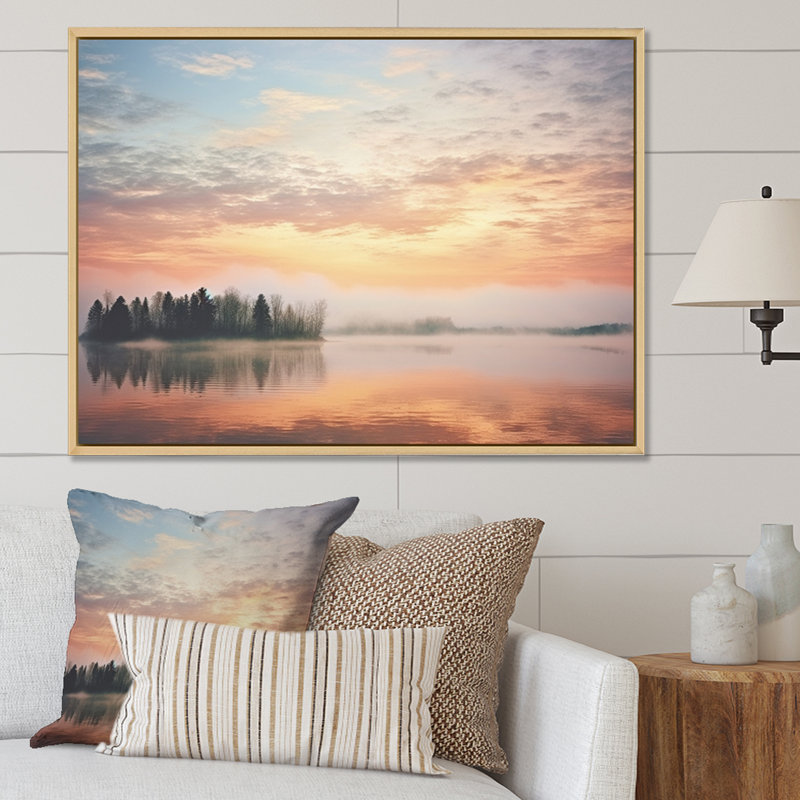 «Misty Morning Sky II» sur toile, H 24 po x l 32 po x P 1 po, Cadre naturel flottant