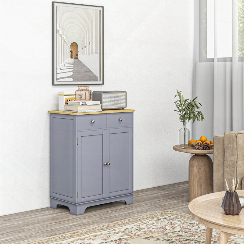 Buffet avec porte et armoire à 2 tiroirs, Gris