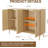 Rattan Sideboard Buffet Cabinet with Power Outlet & 4 Doors-1440281363