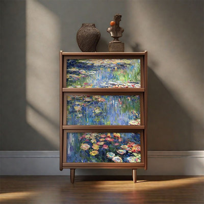 Walnut Three Door Decorative Cabinet