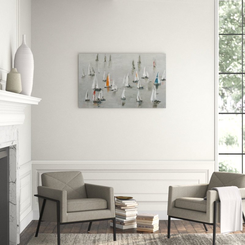 Mer de gris par Paul Ngo - peinture sur toile tendue, Gel coupé au couteau, H 30 po x l 48 po x P 1,5 po
