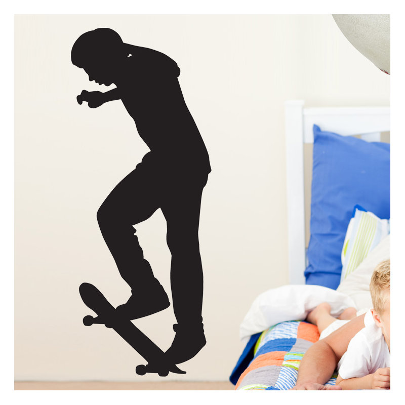 Adhésif décoratif Skateboard Silhouette, H 84 po x l 34,5 po