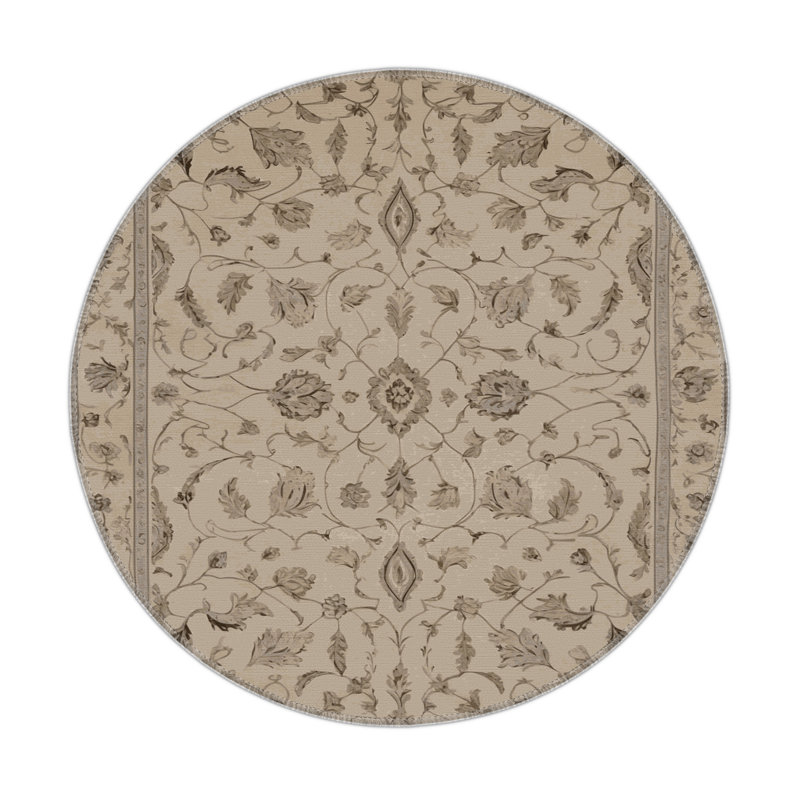 Tapis gris d'intérieur et d'extérieur Tabriz, Rond 5 pi