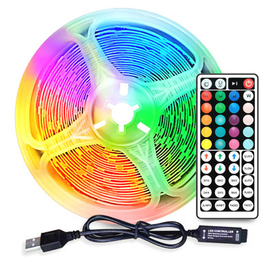 50ft Rgb Led Strip Lights - Sync To Music Color Changing Rope Lights - 2 Rolls Of 25ft (15m) With 44-key Remote & App Control - 24v Diy Flexible Lighting Kit