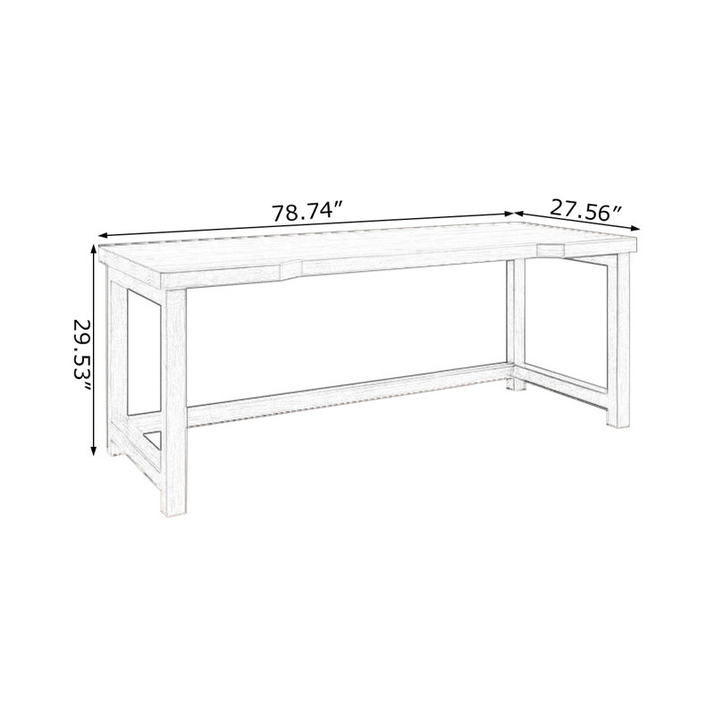 Tan Rectangular Solid Wood desks, 29.53" H x 78.74" W x 23.62" D