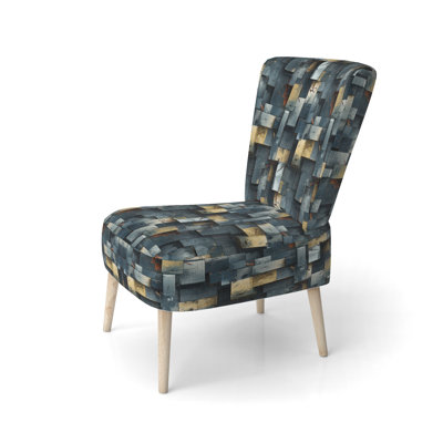 Industrial Concrete Wall Illusion - Upholstered Industrial Side Chair, Grey Accent Chair