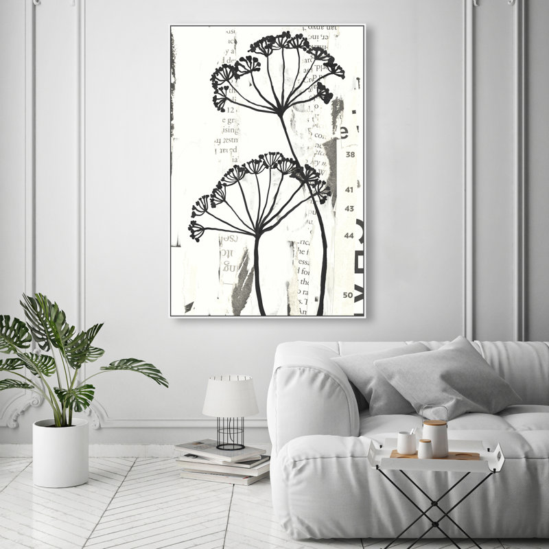 Botanical Shadow Canvas Floral & Botanical Print by Oliver Gal, Black Frame, 10 x 15, 16"H x 11"W, White Floater Frame