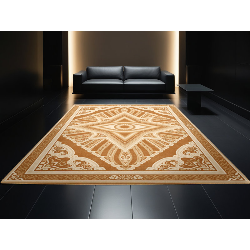 Tapis oriental classique Melton lavable à la machine - Brun clair, 3x5