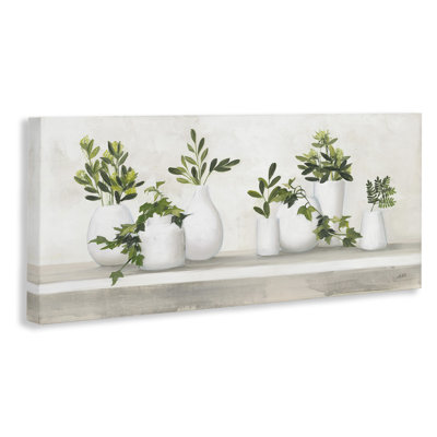 Traditional Cottage Plants Potted White Vase Botanicals - Painting
