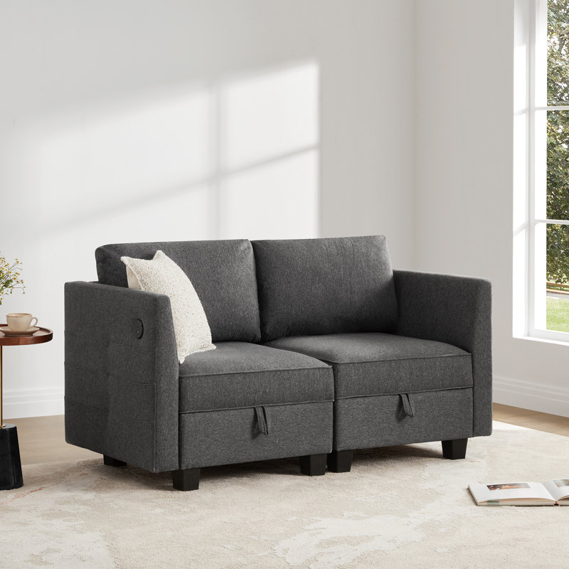 Storage Modular Sofa With USB & Type C, Dark Gray