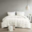 Housse de couette 3 pièces en coton double / grand avec magnifique élément de broderie élastique blanc, rehaussé par