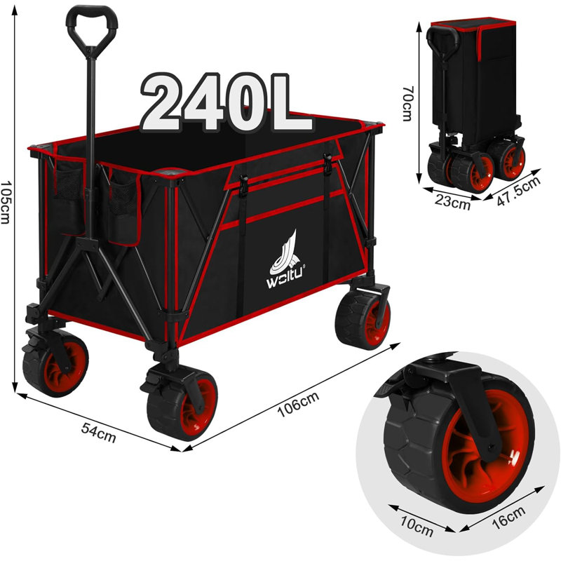 Transport Garden Carts, Black / Red