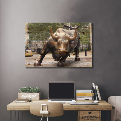 «The Wall Street Bull», impression sur bois sans cadre