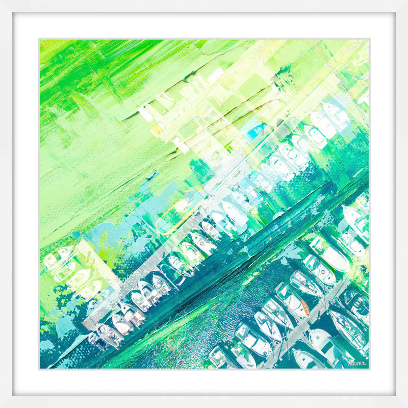 Green and Blue Nautical Framed Canvas Print, 12" x 12"